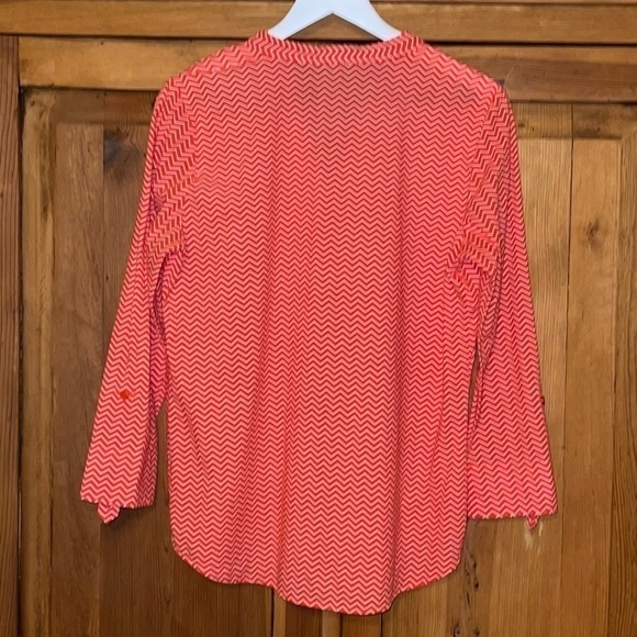 Hester & Orchard Orange & White Chevron Pop over Blouse Sz. S - Picture 5 of 14